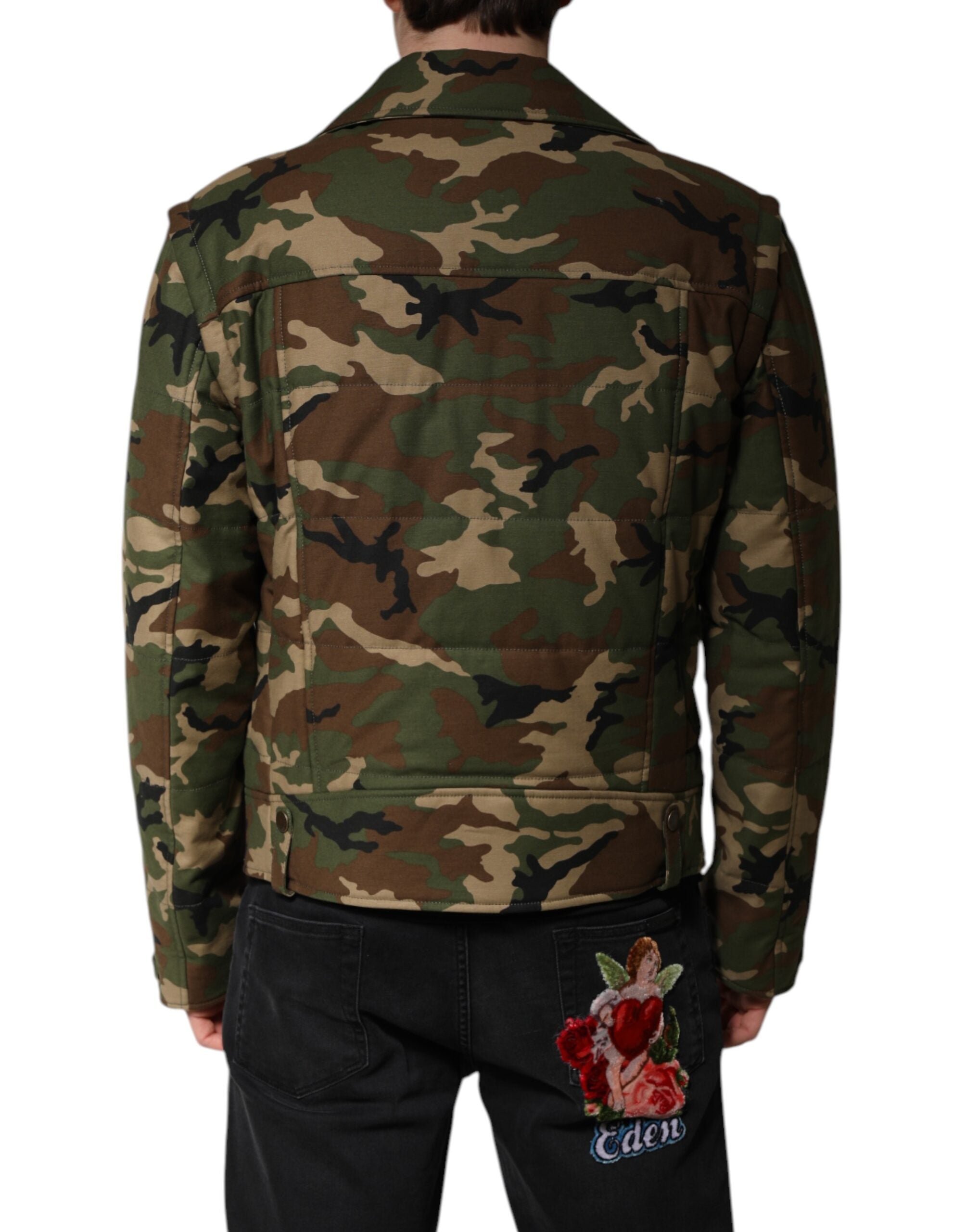 Bikerjacke aus Nylon mit Camouflage-Muster in Multicolor