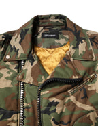 Bikerjacke aus Nylon mit Camouflage-Muster in Multicolor