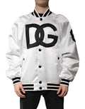 Bomber Jacket in White DG Logo Polyester Jersey