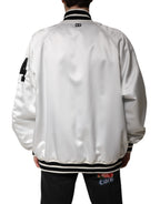 Bomber Jacket in White DG Logo Polyester Jersey