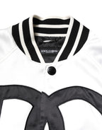 Bomber Jacket in White DG Logo Polyester Jersey