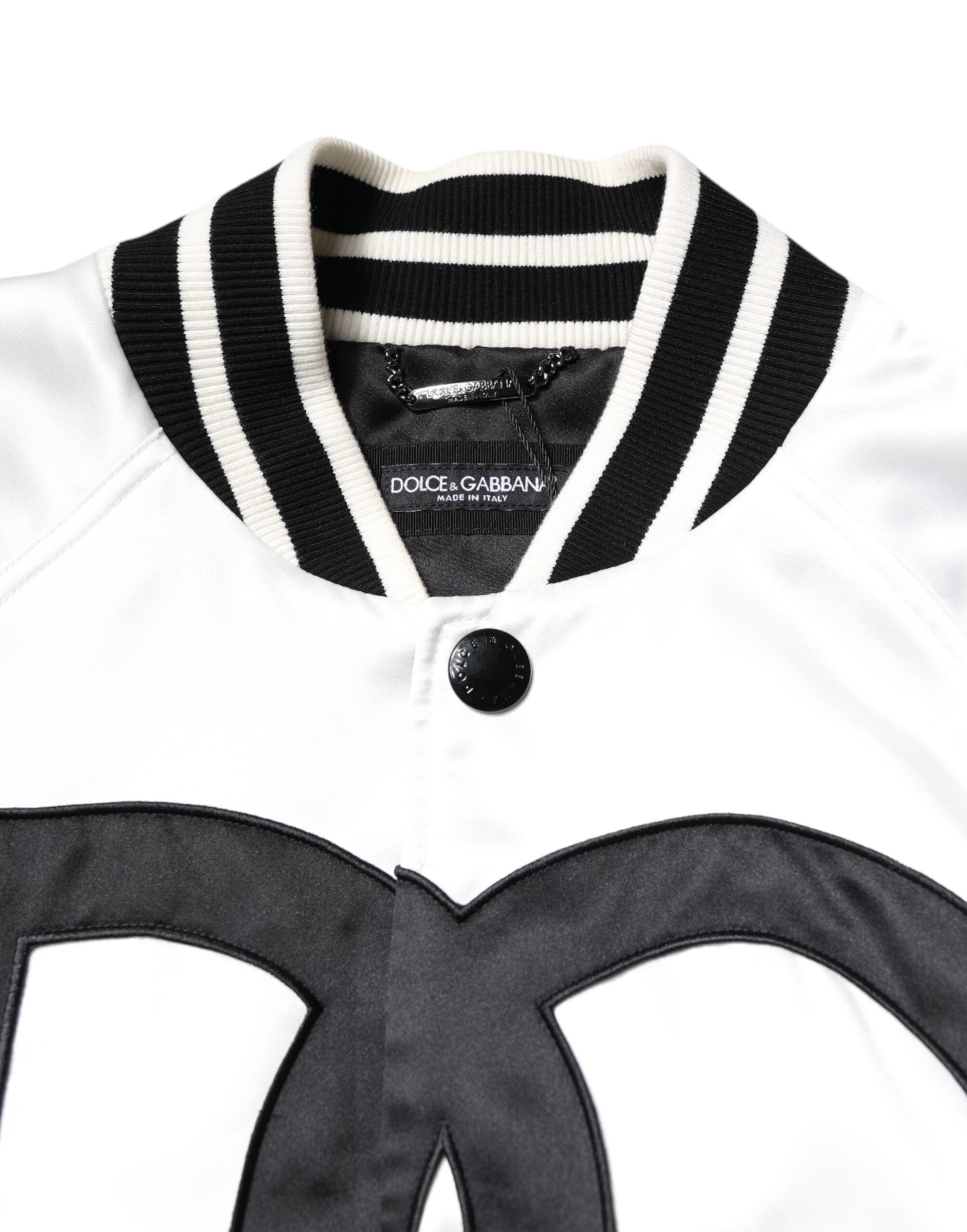 Bomber Jacket in White DG Logo Polyester Jersey