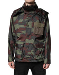Bunte Camouflage-Jacke mit Knöpfen und Kapuze