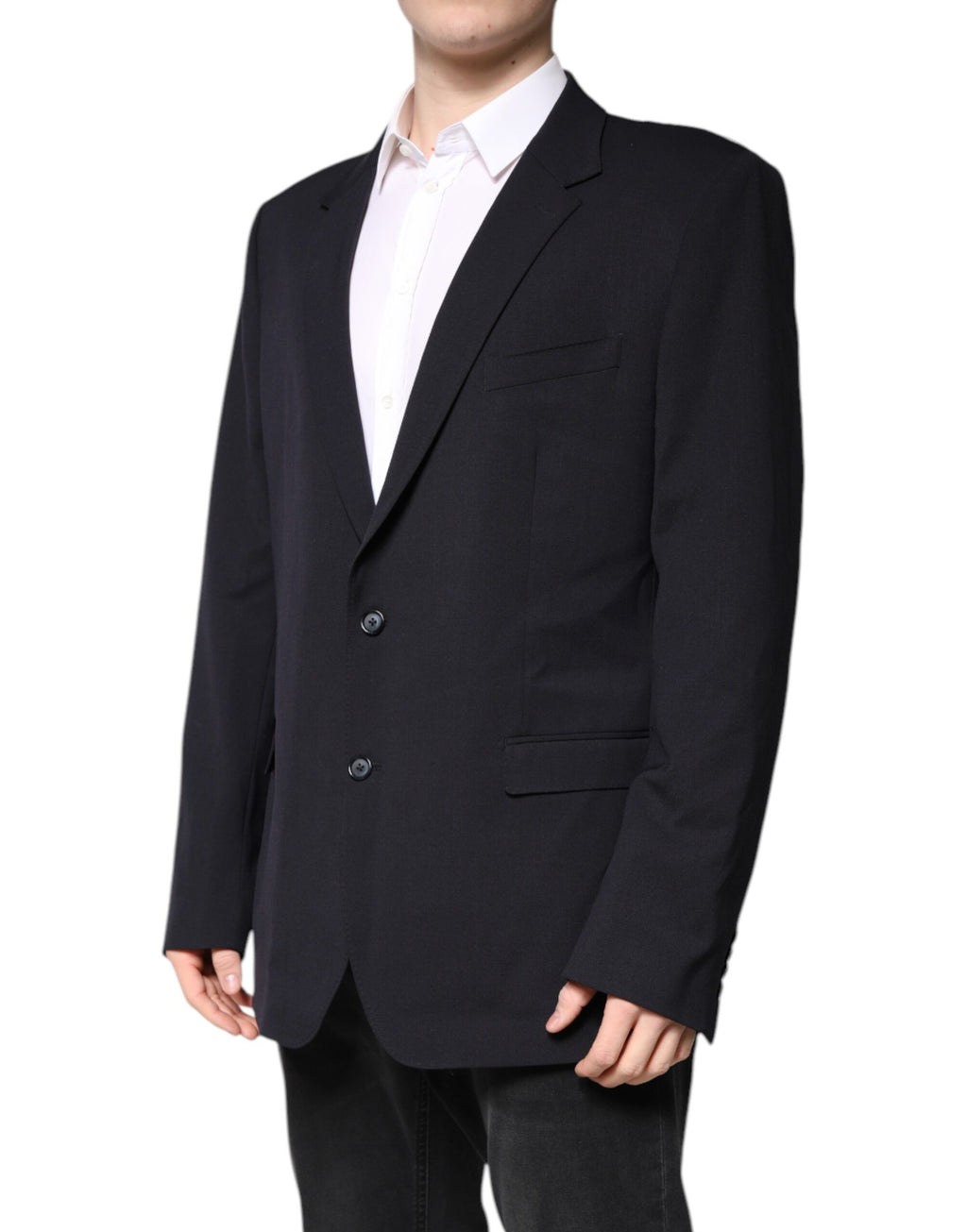 Dunkelblauer, einreihiger Wollblazer