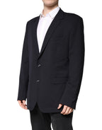 Dunkelblauer, einreihiger Wollblazer