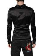 Black Silk Turtleneck Men's Pullover Sweater