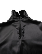 Black Silk Turtleneck Men's Pullover Sweater