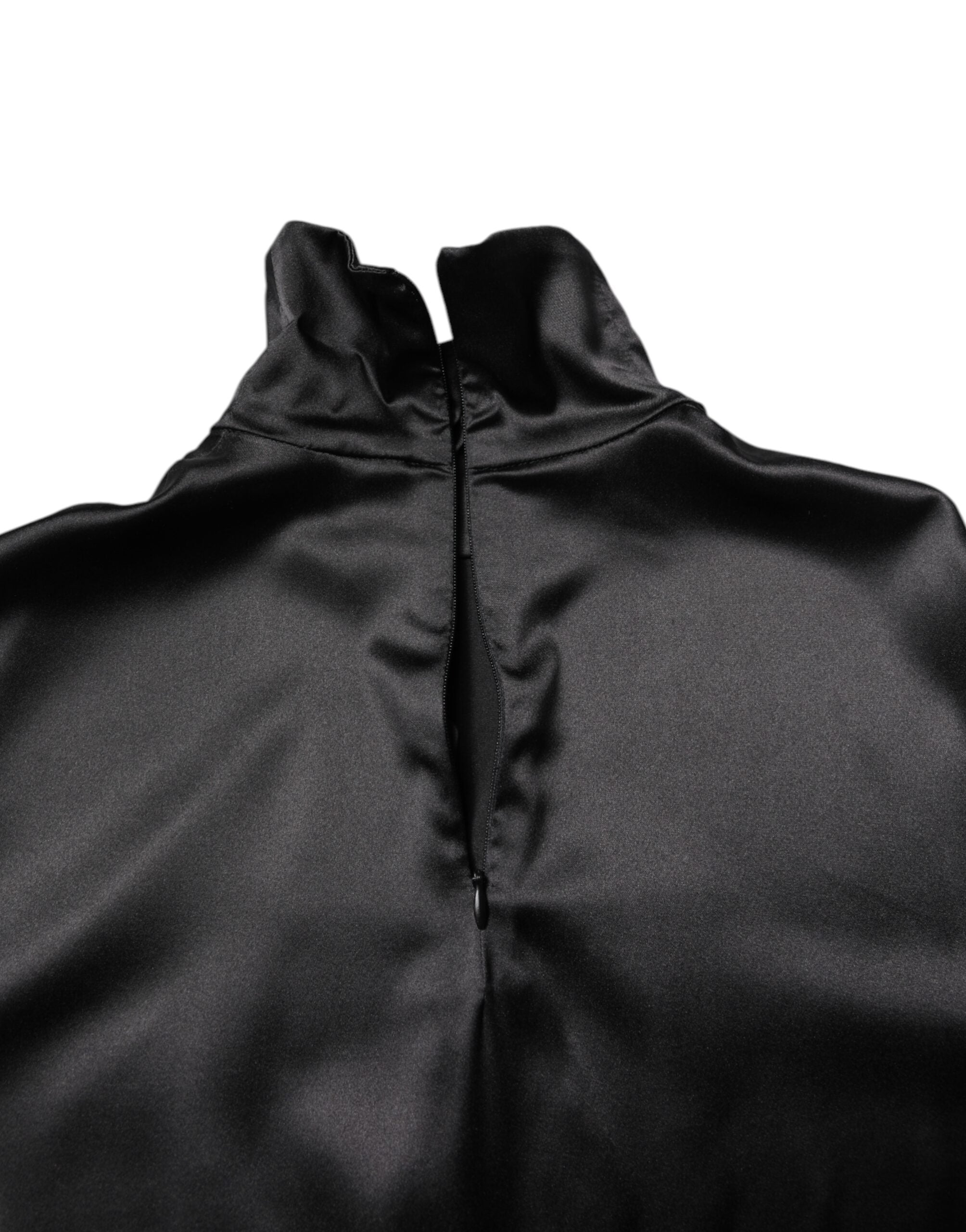 Black Silk Turtleneck Men's Pullover Sweater