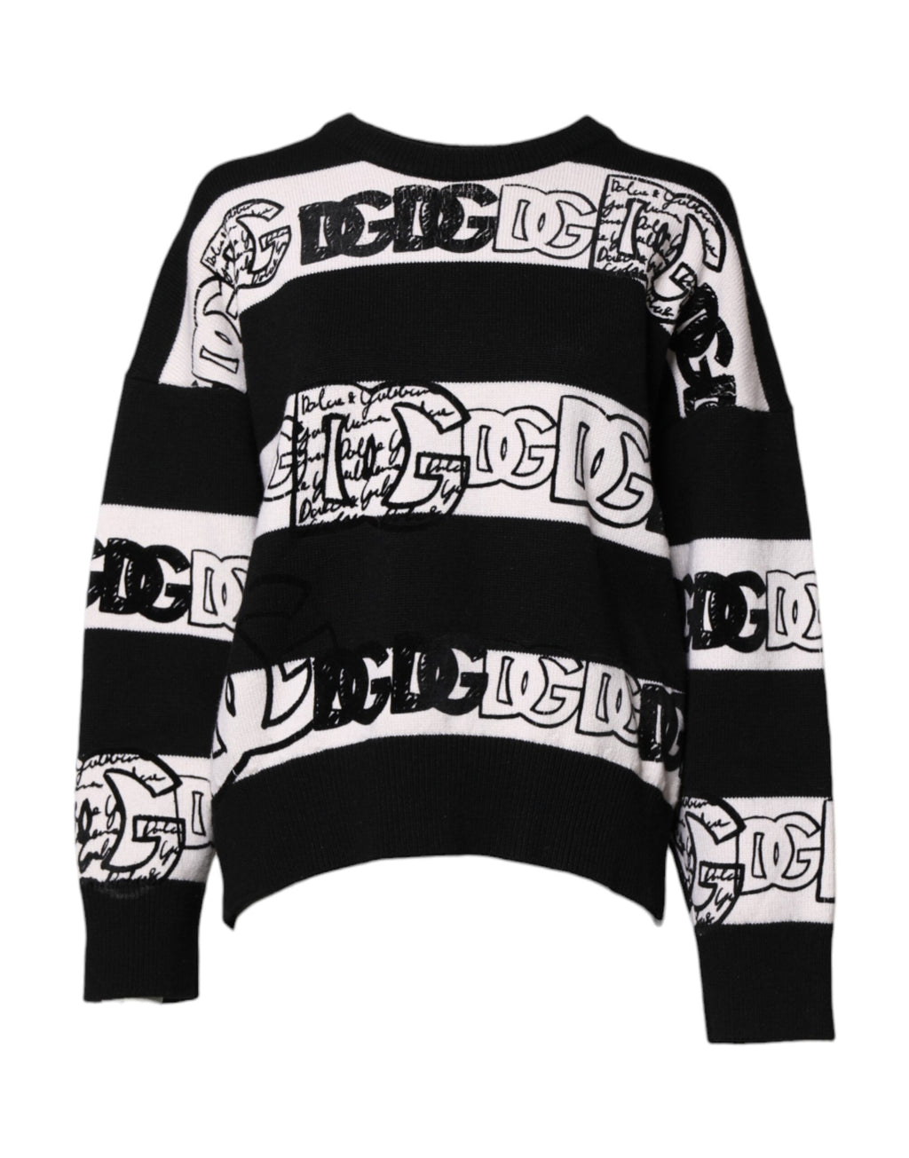 Pullover aus Wolle mit Logo-Print in Schwarz und Weiß