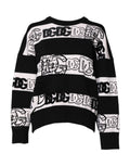 Pullover aus Wolle mit Logo-Print in Schwarz und Weiß