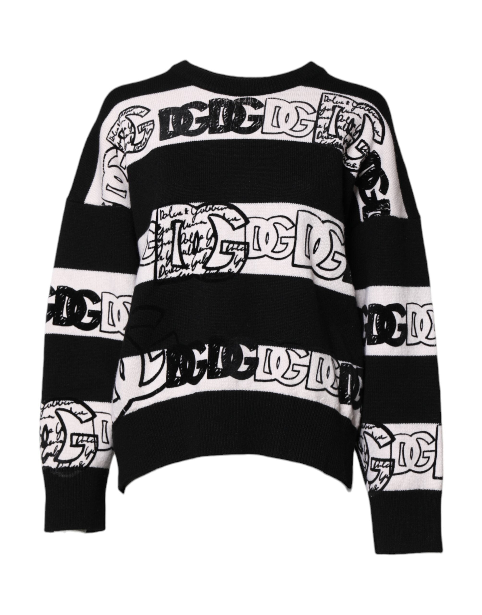 Pullover aus Wolle mit Logo-Print in Schwarz und Weiß