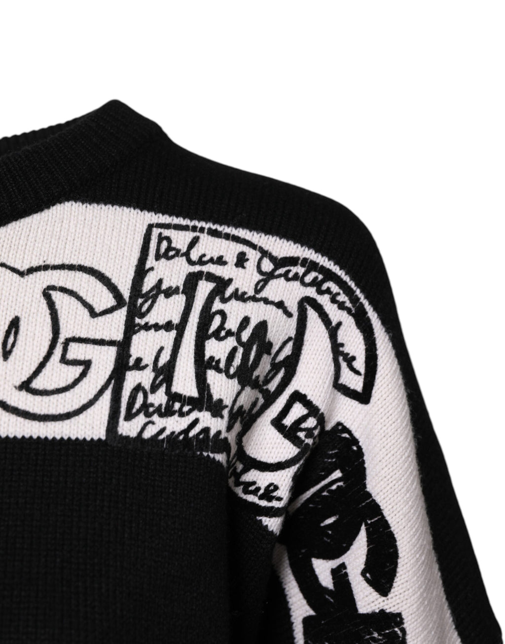 Pullover aus Wolle mit Logo-Print in Schwarz und Weiß