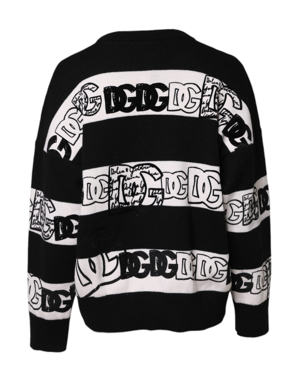 Pullover aus Wolle mit Logo-Print in Schwarz und Weiß