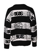 Pullover aus Wolle mit Logo-Print in Schwarz und Weiß