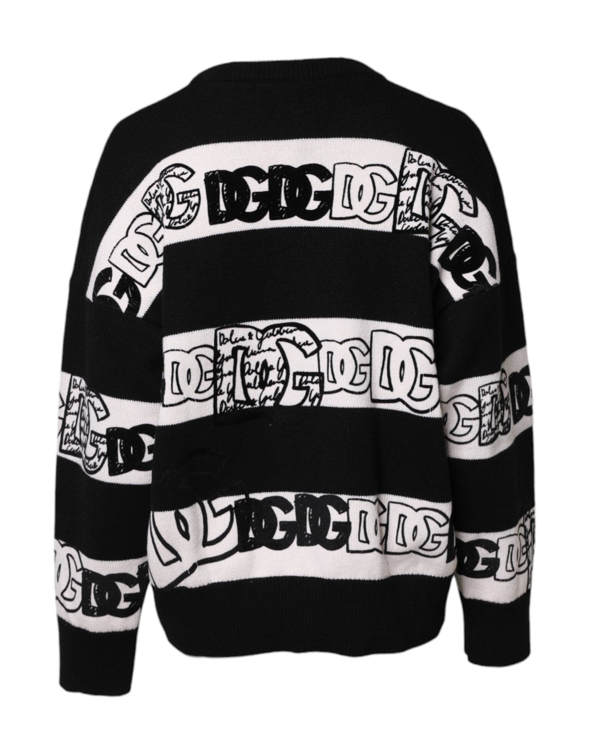 Pullover aus Wolle mit Logo-Print in Schwarz und Weiß