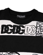 Pullover aus Wolle mit Logo-Print in Schwarz und Weiß