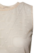 Ivory Nylon Logo See Through Sleeveless Tank Top