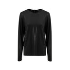Schwarzes Viskose-Langarmshirt