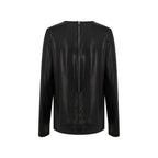 Schwarzes Viskose-Langarmshirt