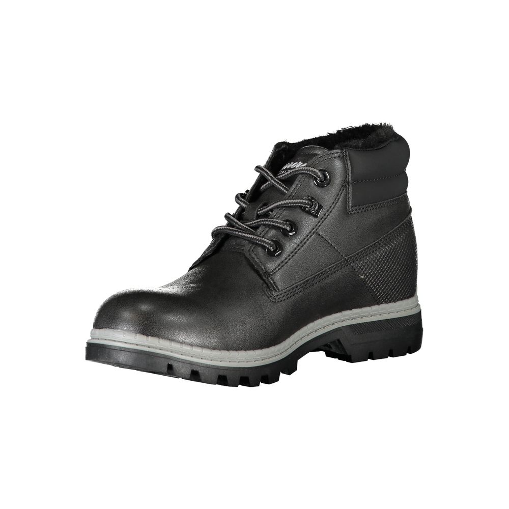 Black Polyurethane Women's Ankle Boot