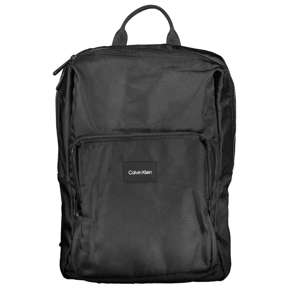 Black Polyester Men Backpack