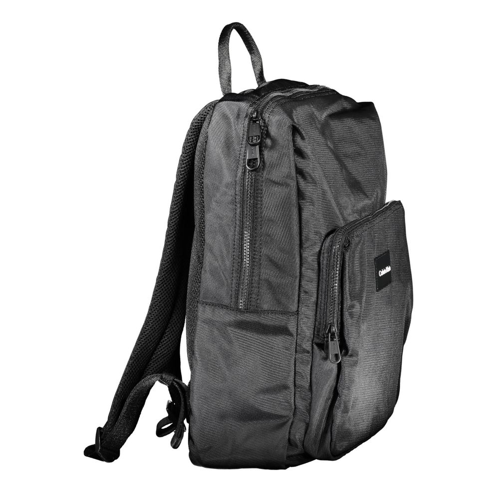 Black Polyester Men Backpack