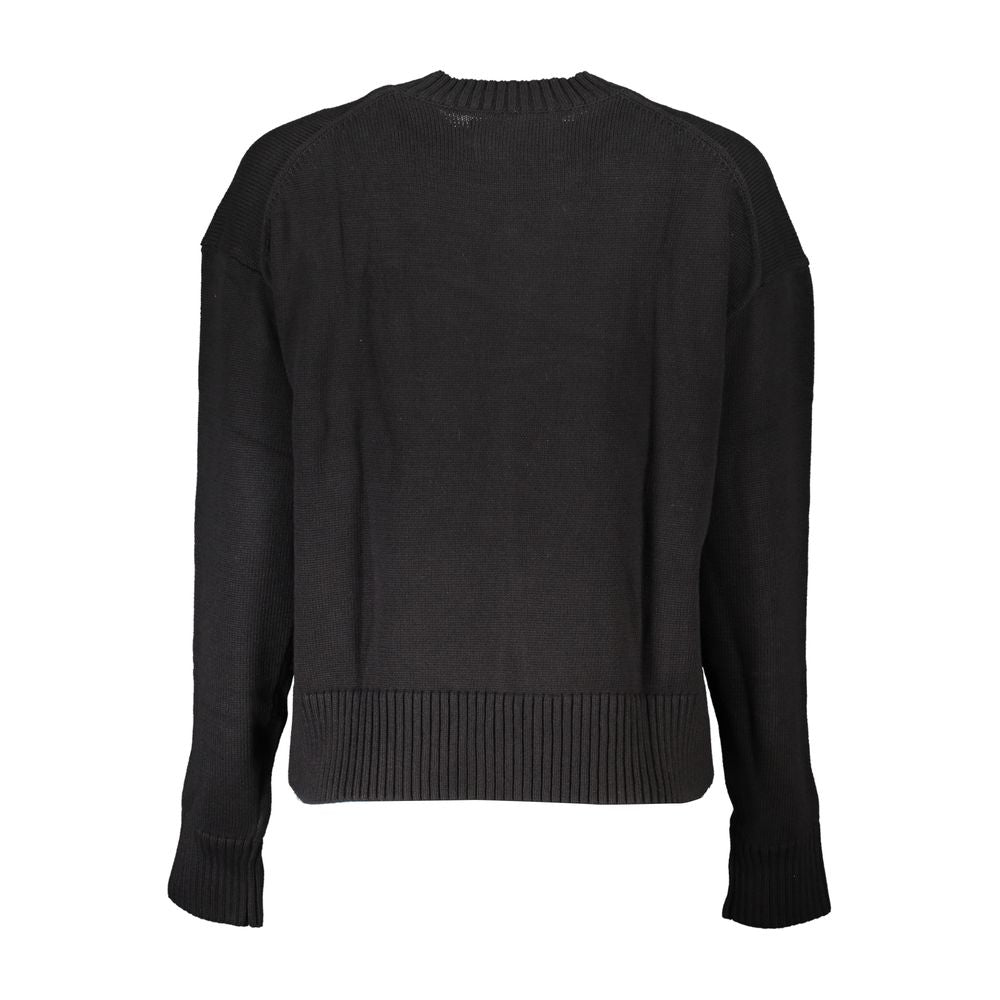 Schwarzer Baumwollpullover für Damen