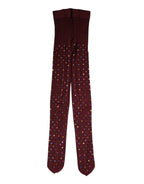Maroon Nylon Crystal Embellished Pantyhose Tights