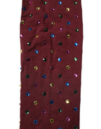 Maroon Nylon Crystal Embellished Pantyhose Tights