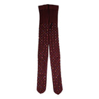 Maroon Nylon Crystal Embellished Pantyhose Tights