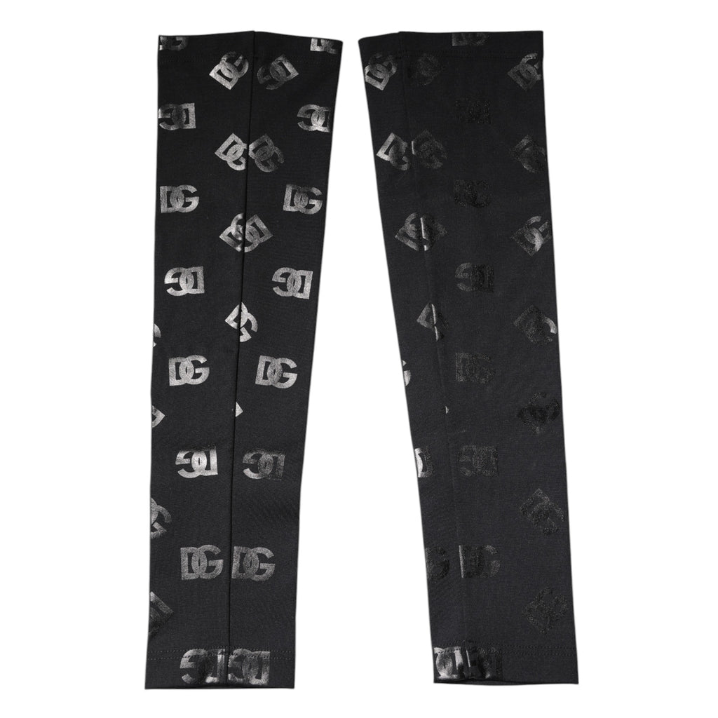 Schwarze Ärmelstulpen aus Wolle mit Stretch und DG-Logo-Monogramm