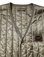 Brown Logo Plaque Quilted Vest Jacket