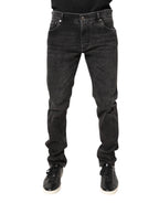 Gray Washed Cotton Skinny Denim Jeans