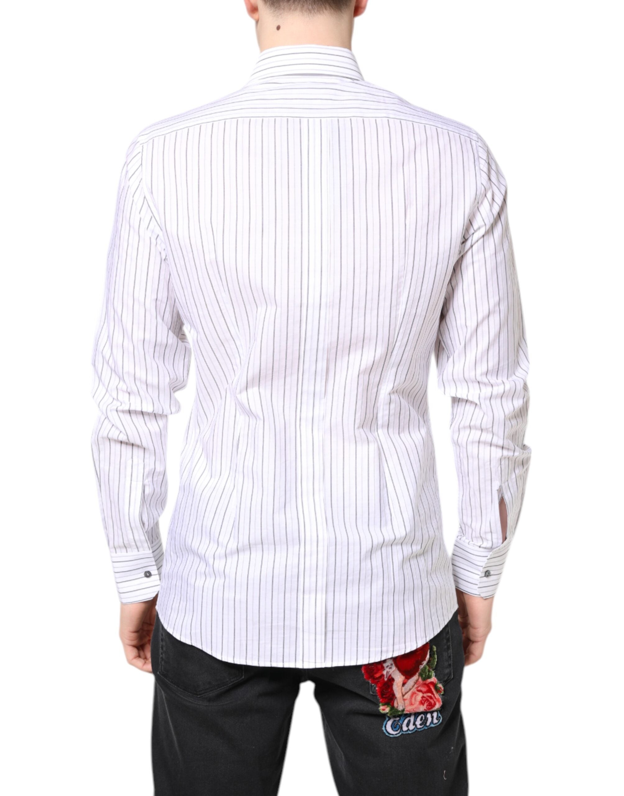 Hemd White Stripes aus Baumwolle GOLD festlich