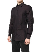 Maroon Jacquard Cotton GOLD Men Dress Shirt