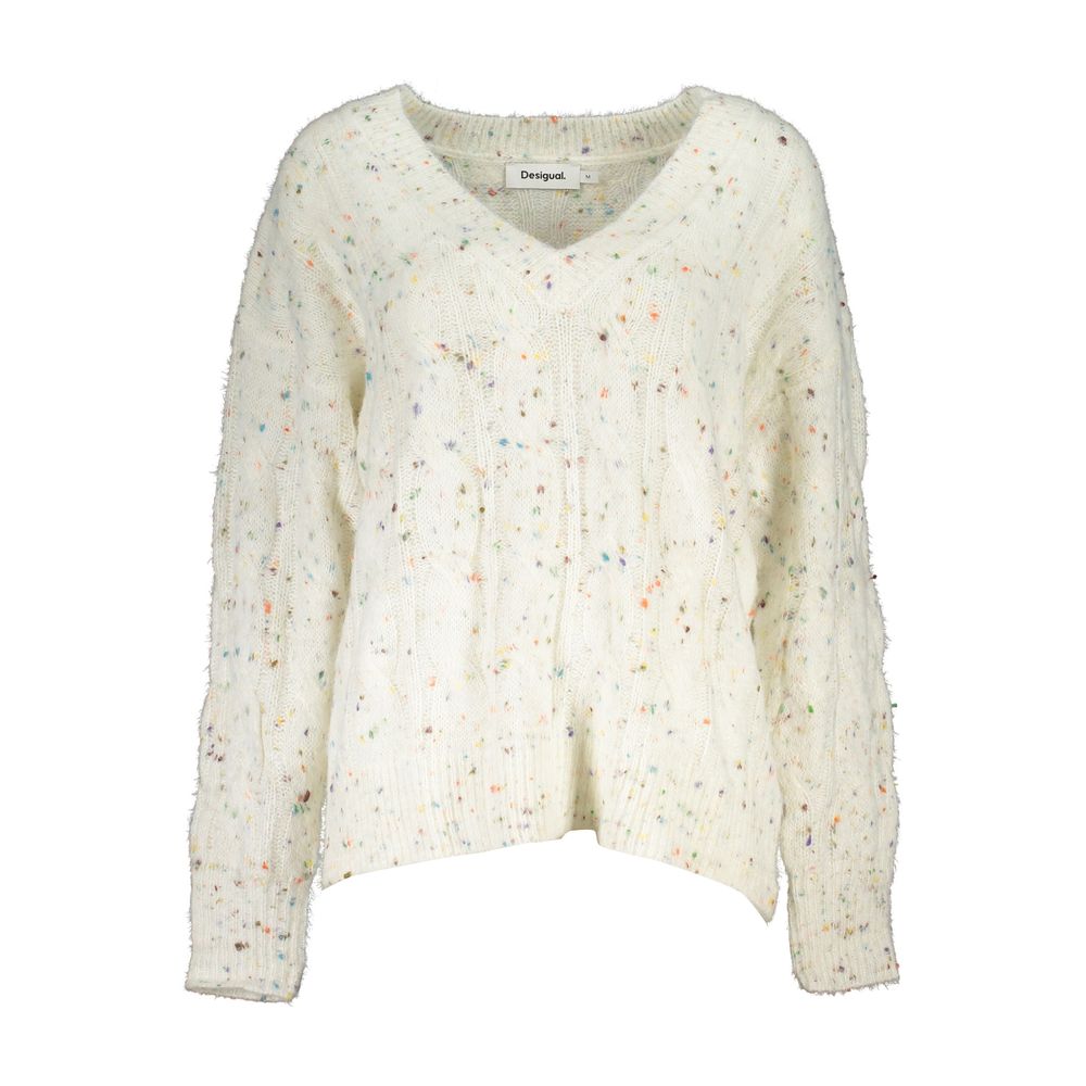 Weißer Acryl-Pullover für Damen