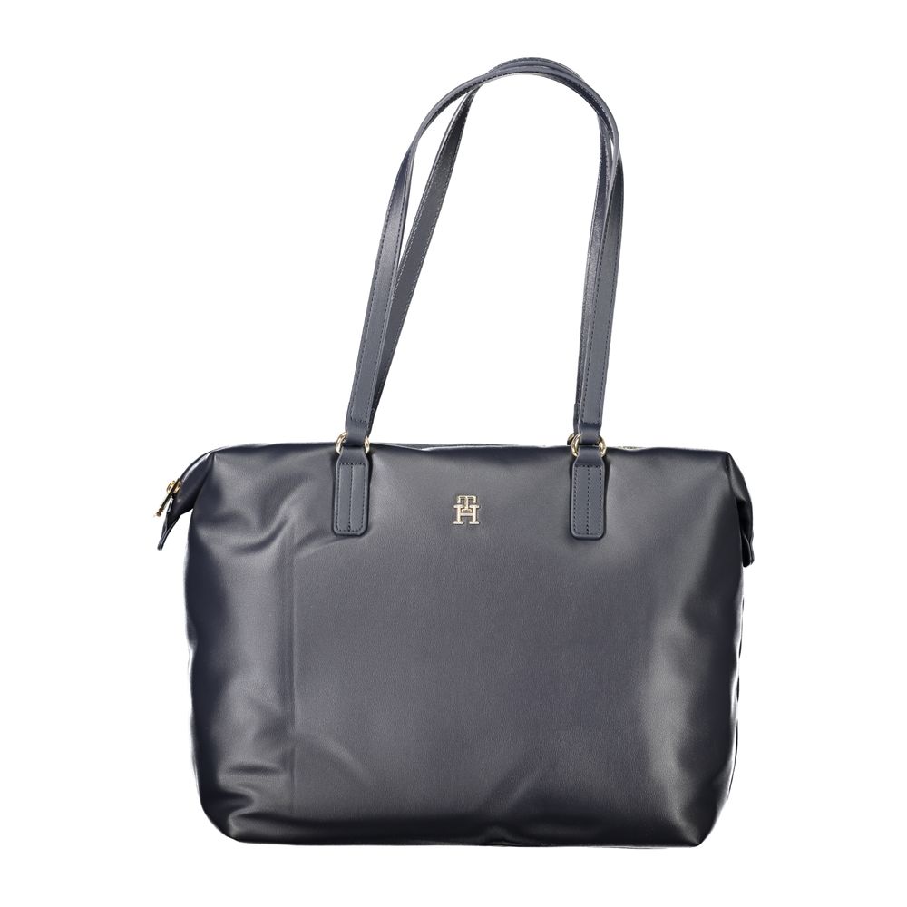 Schultertasche aus blauem Polyester für Damen