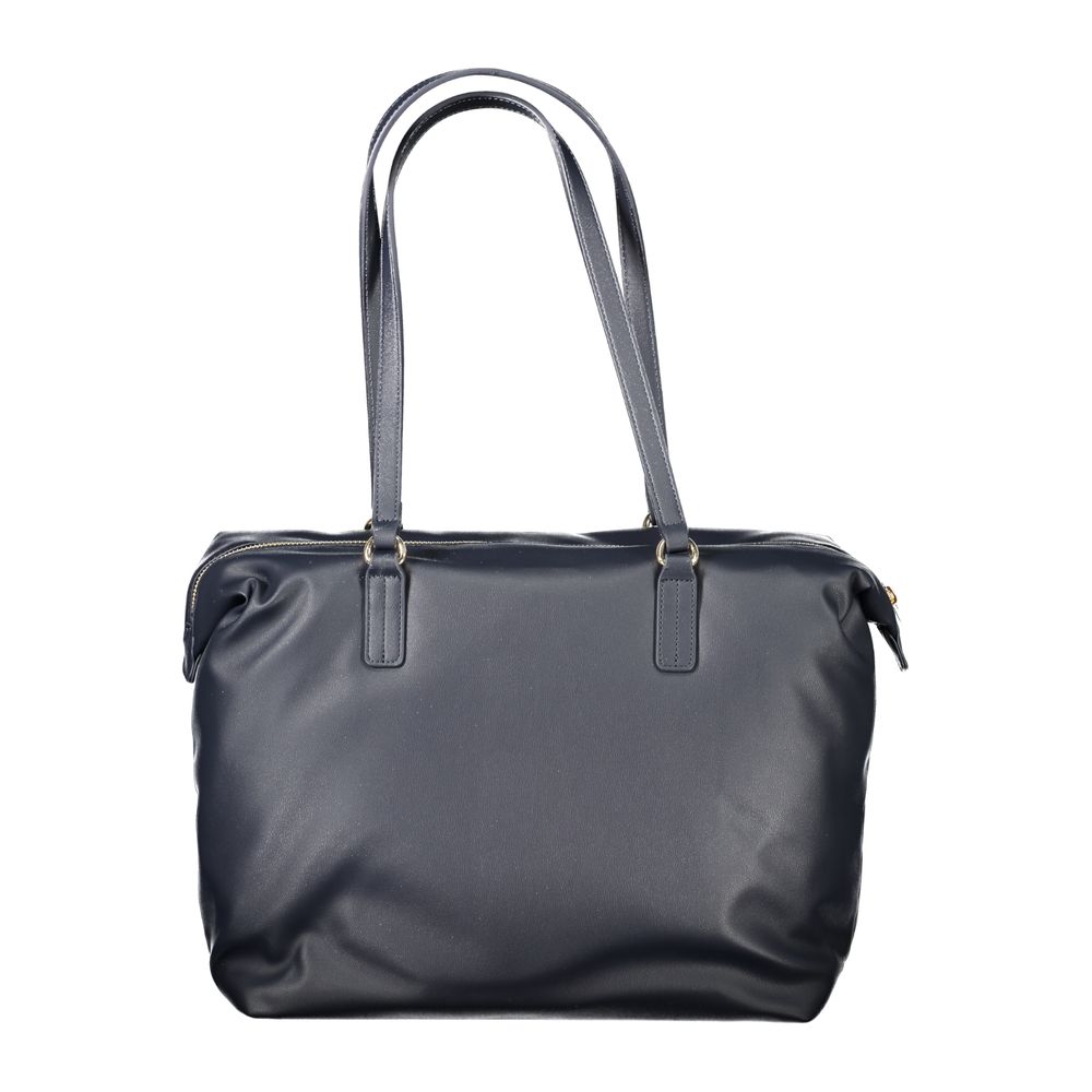 Schultertasche aus blauem Polyester für Damen