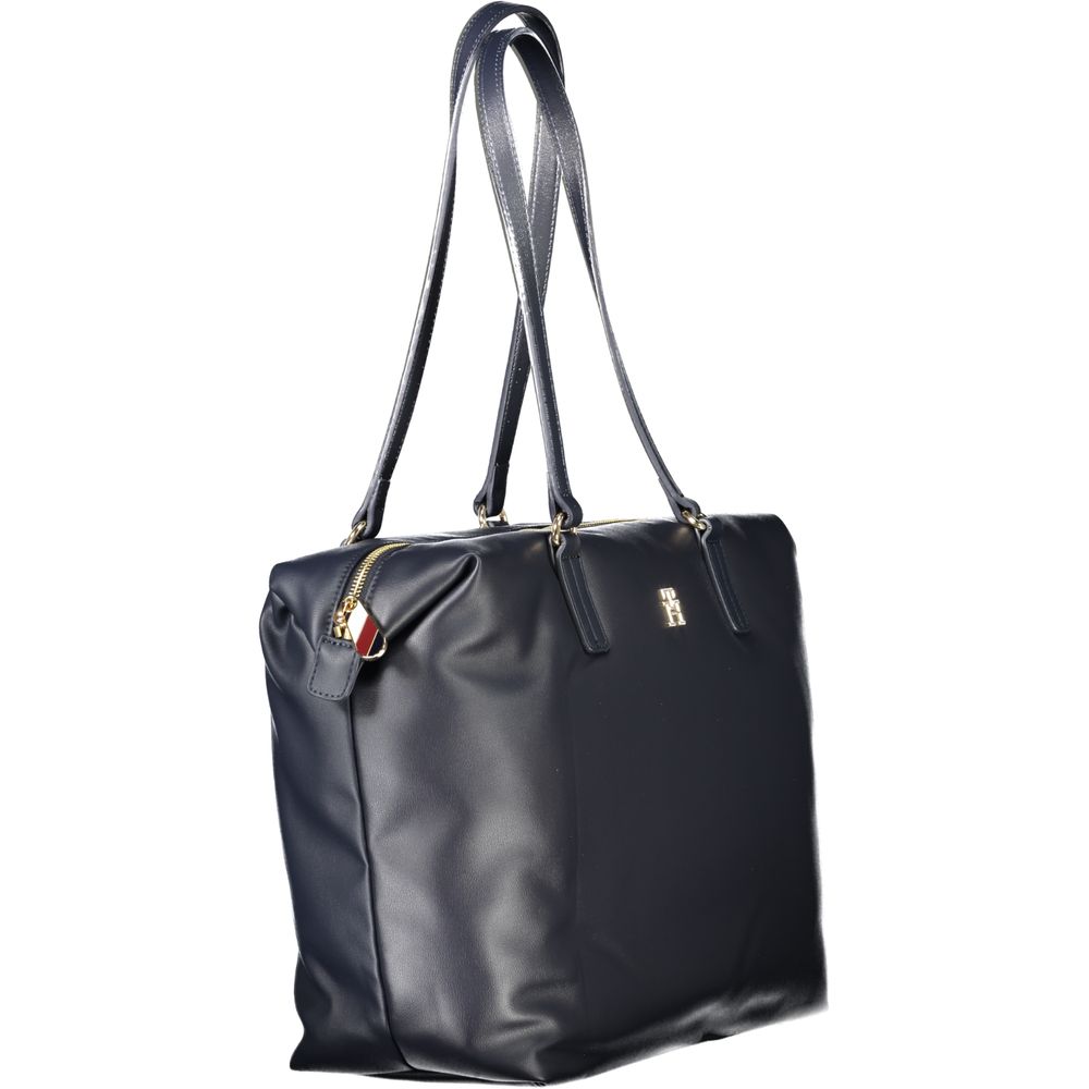 Schultertasche aus blauem Polyester für Damen