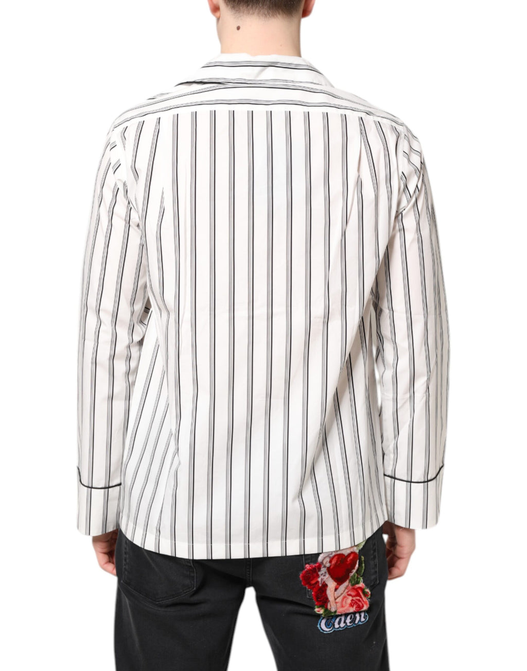 White Stripes Lounge-Pyjama-Oberteil