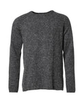 Grauer Wollstrickpullover mit Rundhalsausschnitt