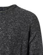 Grauer Wollstrickpullover mit Rundhalsausschnitt