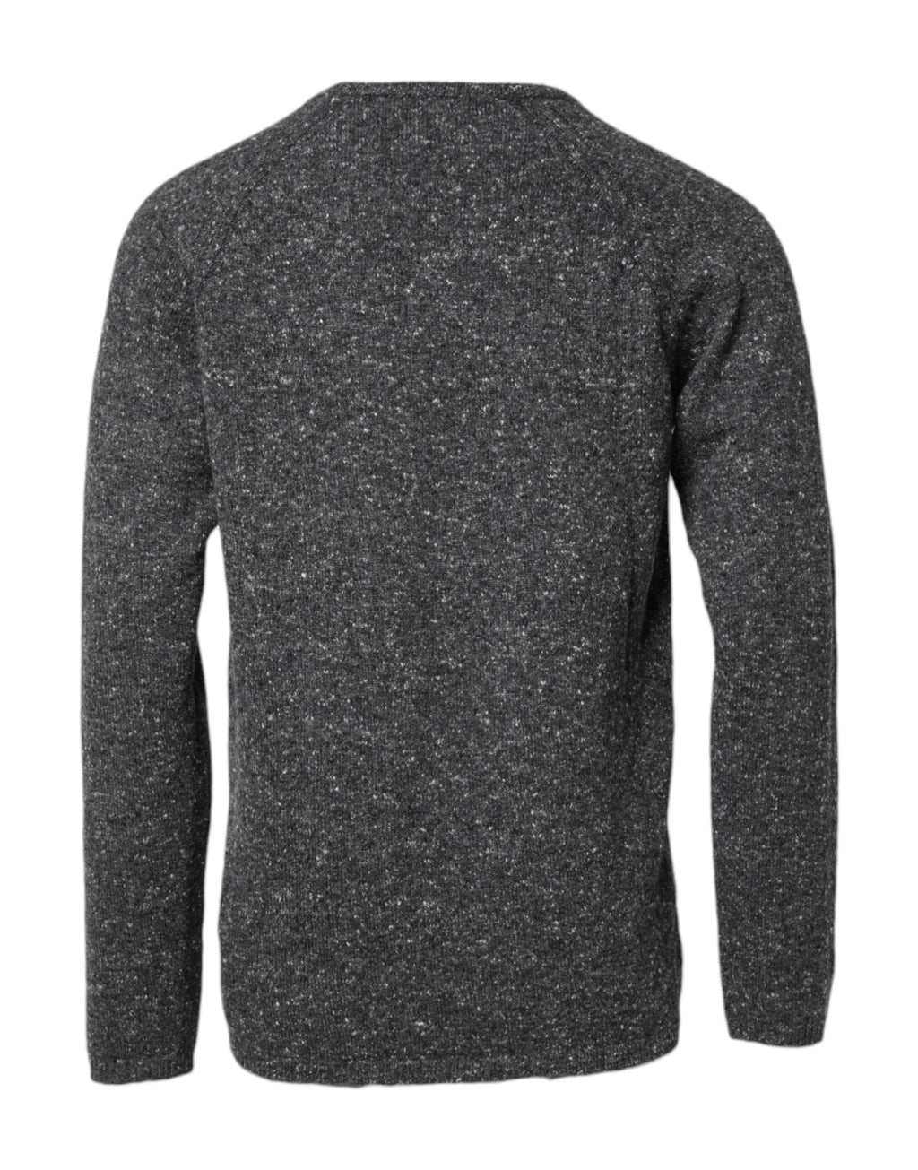Grauer Wollstrickpullover mit Rundhalsausschnitt