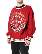 Red Sequin Knit Pullover Sweatshirt Sweater
