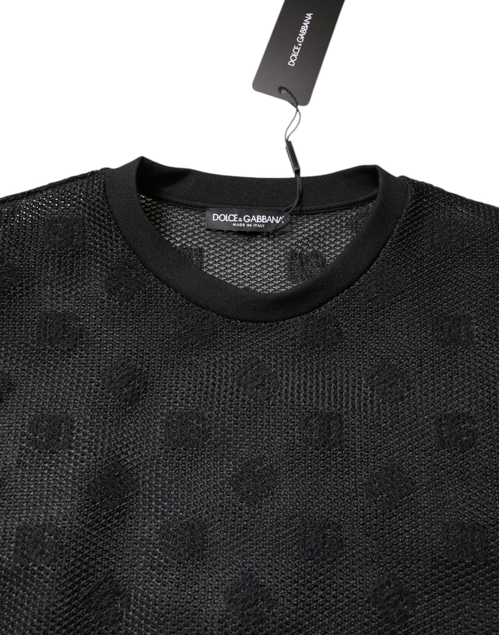 Schwarzes durchsichtiges T-Shirt mit Logo und kurzen Ärmeln