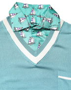 Green Printed Collared Short Sleeve T-shirt
