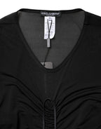 Black Mesh Trim Bodycon Long Sheath Dress