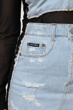 Schwarzes blaues Jeans-Minikleid mit langen Ärmeln