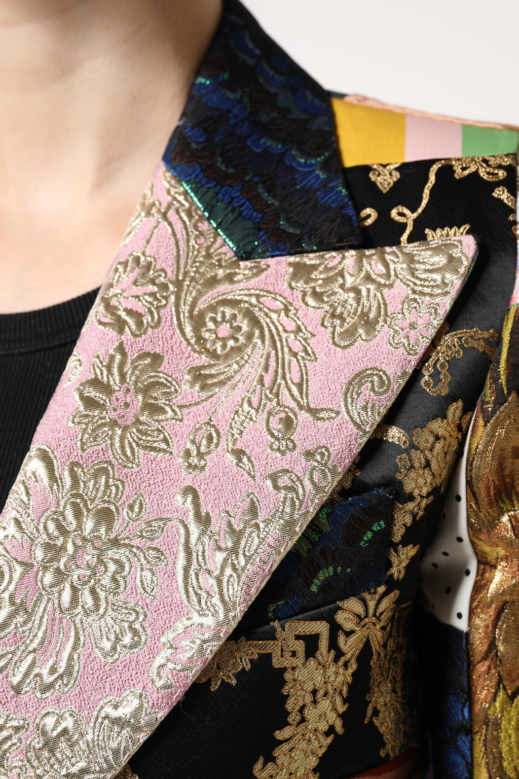 Multicolor Floral Patchwork Jacquard Jacket