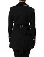 Schwarzer zweireihiger Blazer aus Wolle